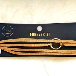 NWT Forever 21 Leather Gold Choker